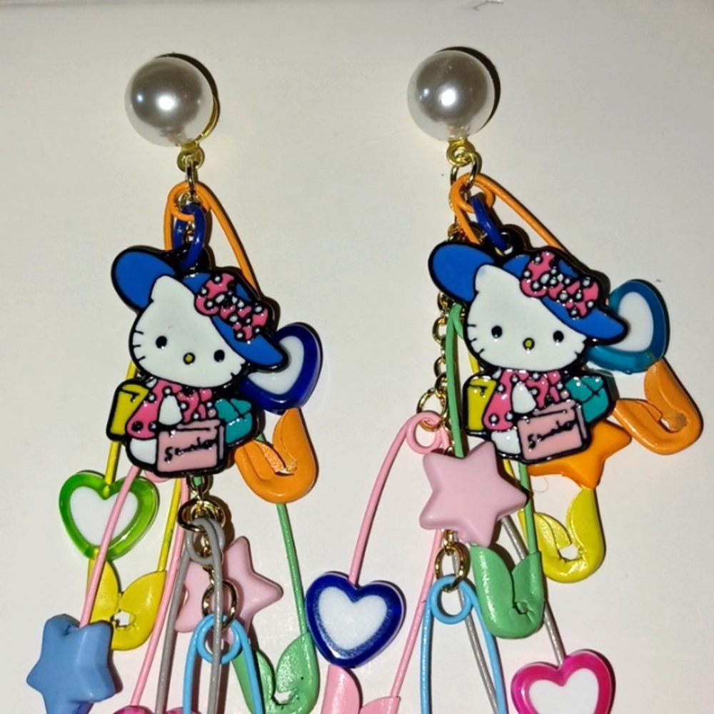 Hello Kitty Pins and Hearts Earrings